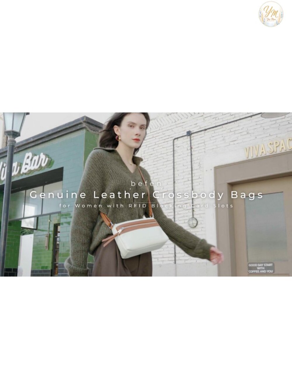 Genuine Leather Crossbody Purse RFID Wallet Triple Zip Travel Bag - Picture 6 of 6